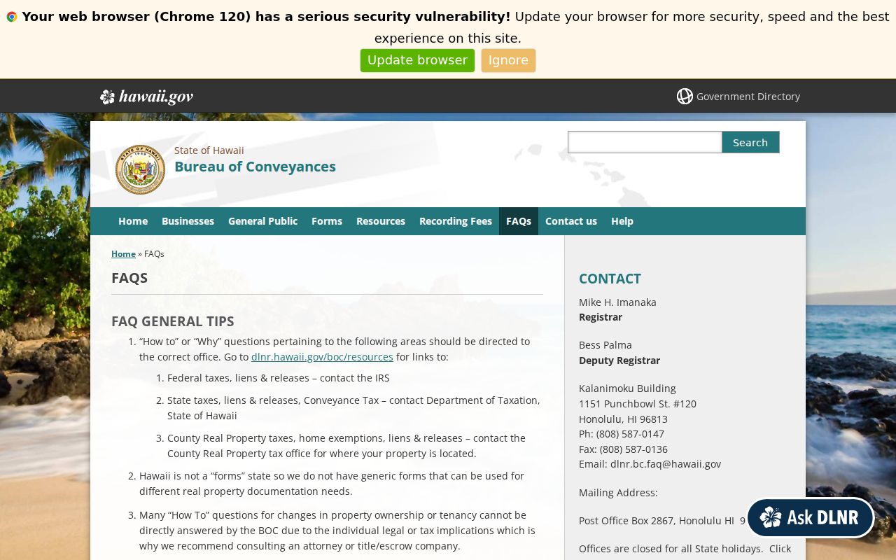 Ewa Gentry residents directory Bureau of Conveyances guidance