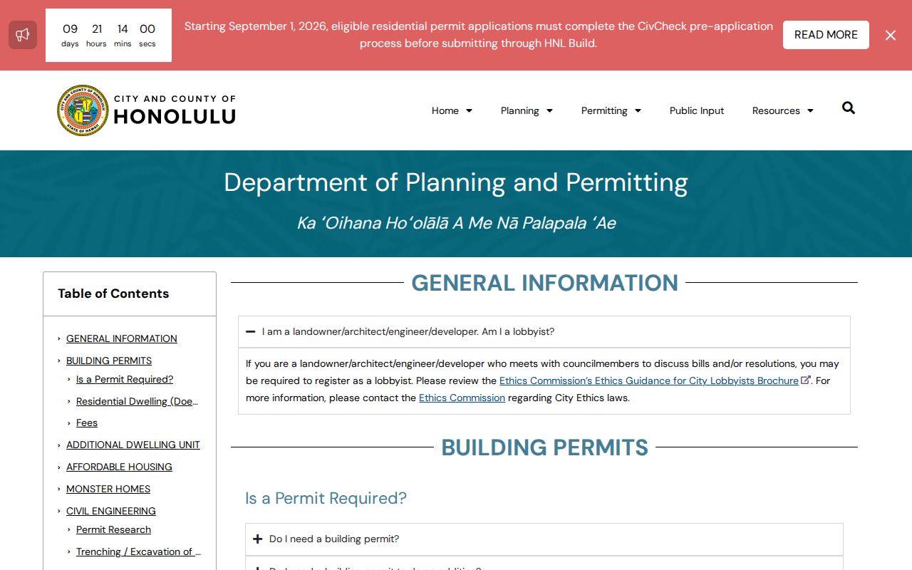 Ewa Gentry street directory Honolulu permitting FAQ